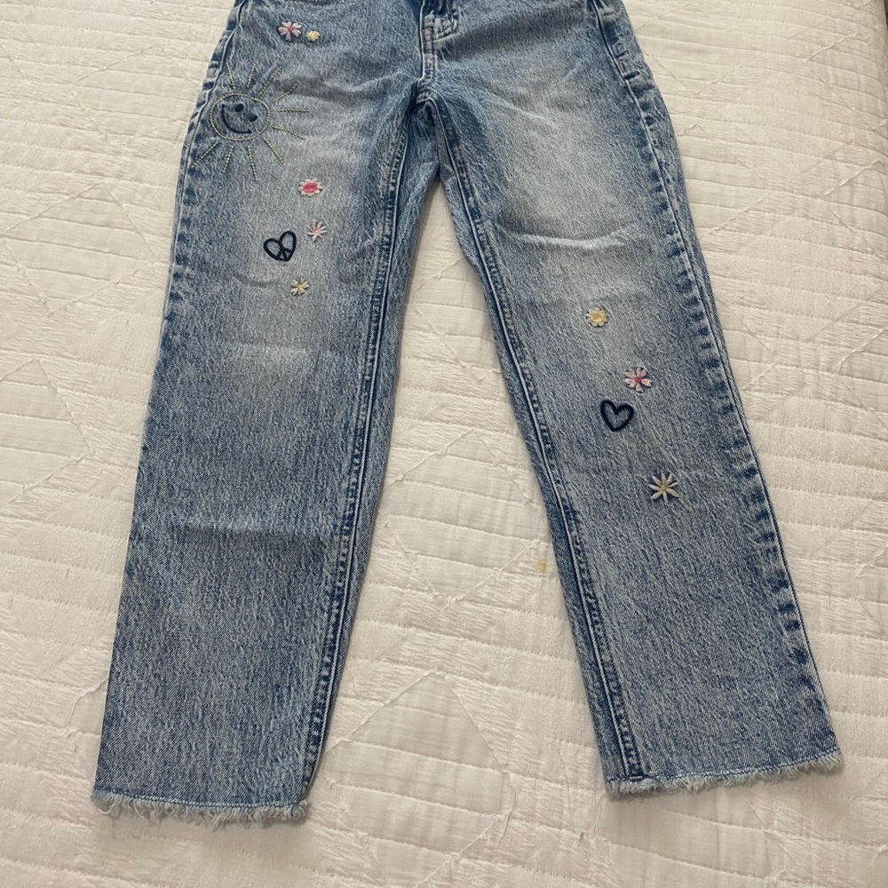 Cat & Jack Light Blue Embroidered Straight Leg Jeans